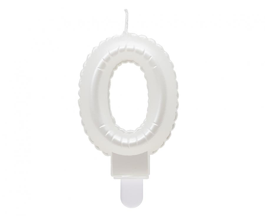 Zahlenkerze Weiß Pearl, 7 cm 0