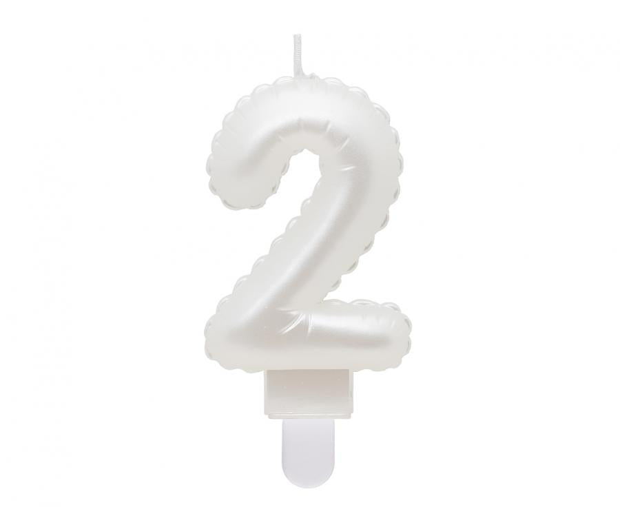 Zahlenkerze Weiß Pearl, 7 cm 2