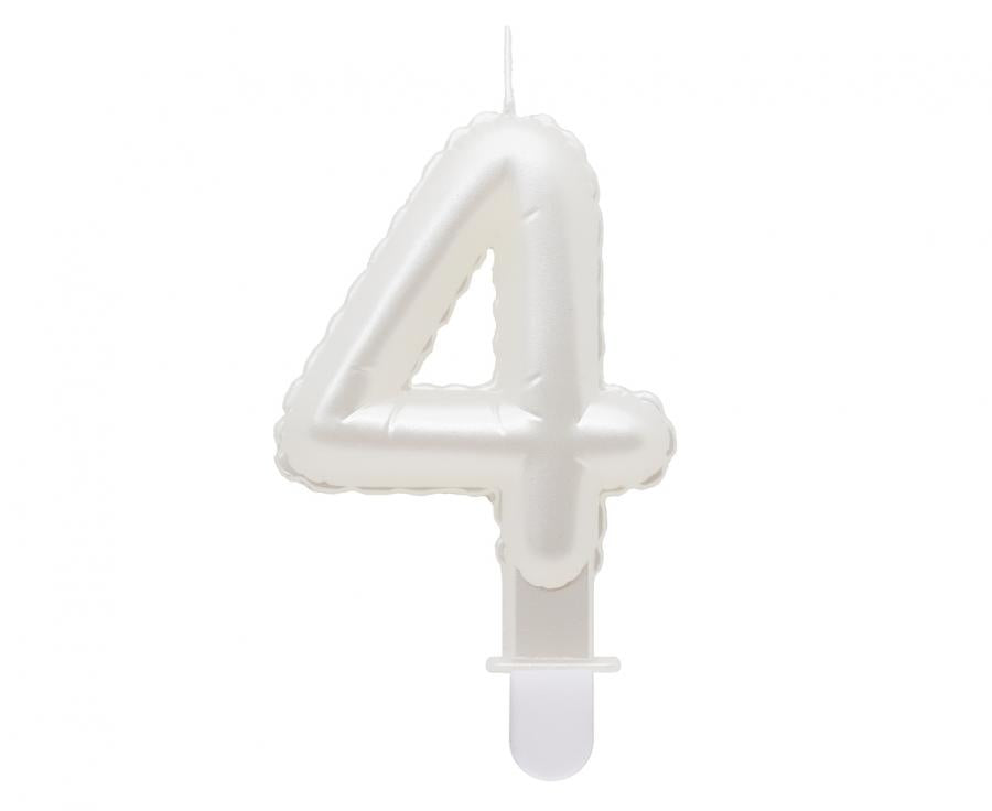 Zahlenkerze Weiß Pearl, 7 cm 4