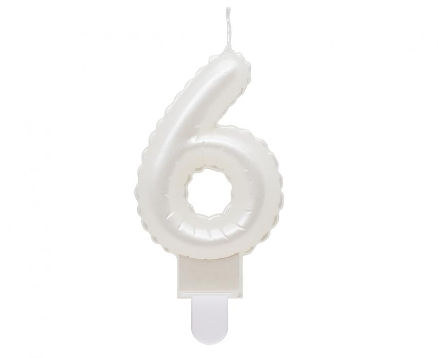 Zahlenkerze Weiß Pearl, 7 cm 6