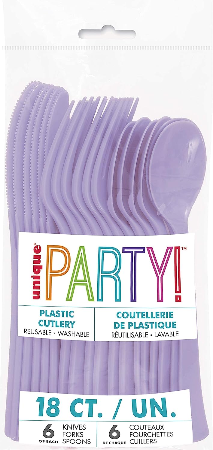Besteck - Plastik - Set - Lila/ Flieder - 18 Stück