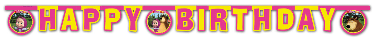 Banner/Girlande - Mascha und der Bär - Happy Birthday - 2m