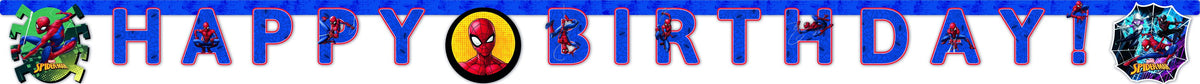 Banner/Girlande - Spiderman - Team up - Happy Birthday - 2m