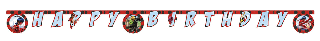 Afiş/Girlanda - Mucize: Uğur Böceği ile Kara Kedi - Ladybug - Happy Birthday - 2m