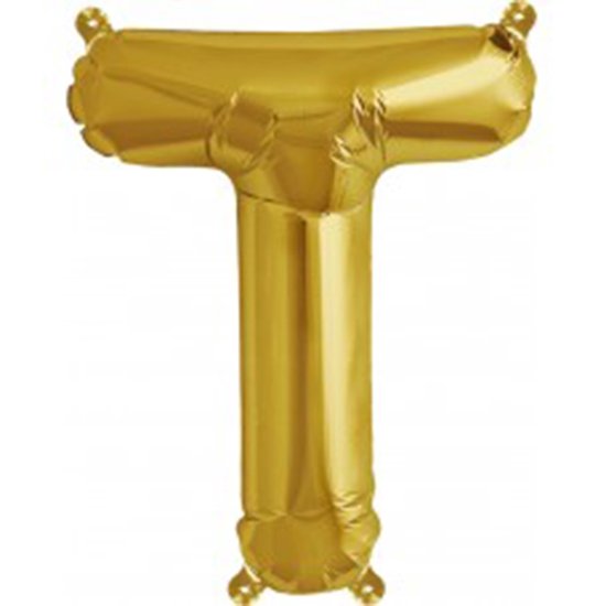 Folienballon Buchstabe T in Gold, 41 cm