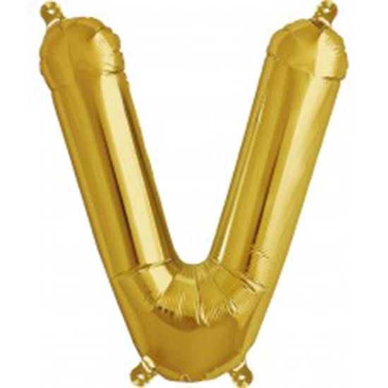 Folienballon Buchstabe V in Gold, 41 cm