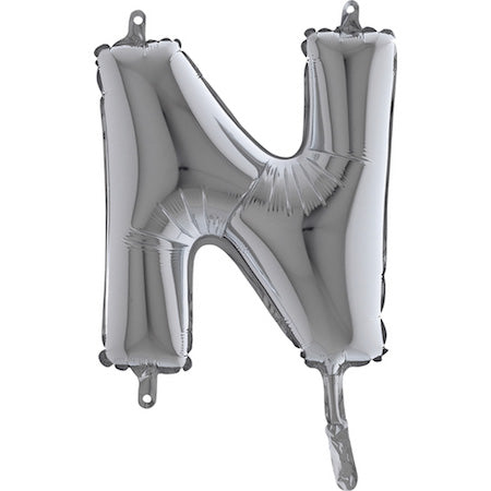 Folienballon Buchstabe N in Silber, 36 cm