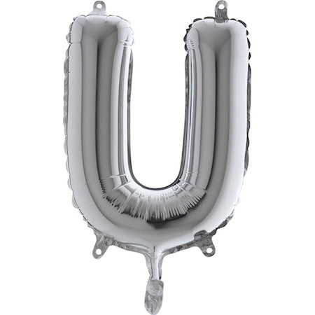 Folienballon Buchstabe U in Silber, 36 cm