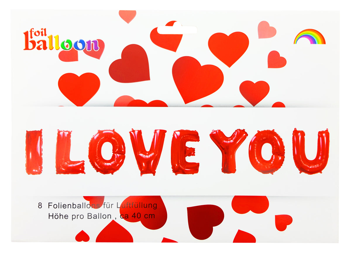 Folienballon Schriftzug-I LOVE YOU-Rot- 40cm hoch