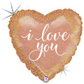 Фольгированный шар - i love you - Rose Gold Love - голографик - 46 см