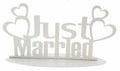 Metal Stand Just Married Beyaz Simli