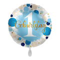 Folyo balon - 1st Birthday/"Erster Geburtstag" (Almanca baskı: İlk doğum günü) - mavi - Ø 43cm