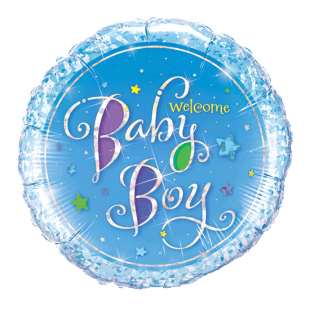 Folienballon - Babyshower/Geburt - Welcome Baby Boy - Blau - Rund - Mini - 22.5cm