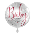 Folienballon-Baby-HERZLICH WILLKOMMEN-rosa -Ø 43cm