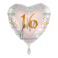 Ballon aluminium - cœur - « 16 Jahre » (inscription en allemand : 16 ans) - Ø 43cm