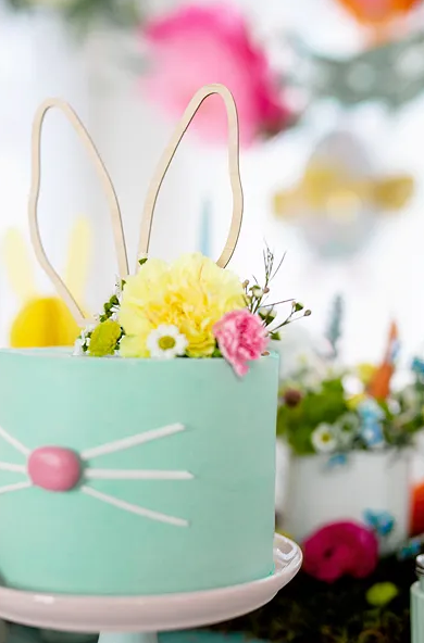 Cake Topper - Wood - Easter Bunny Ears - 20cm