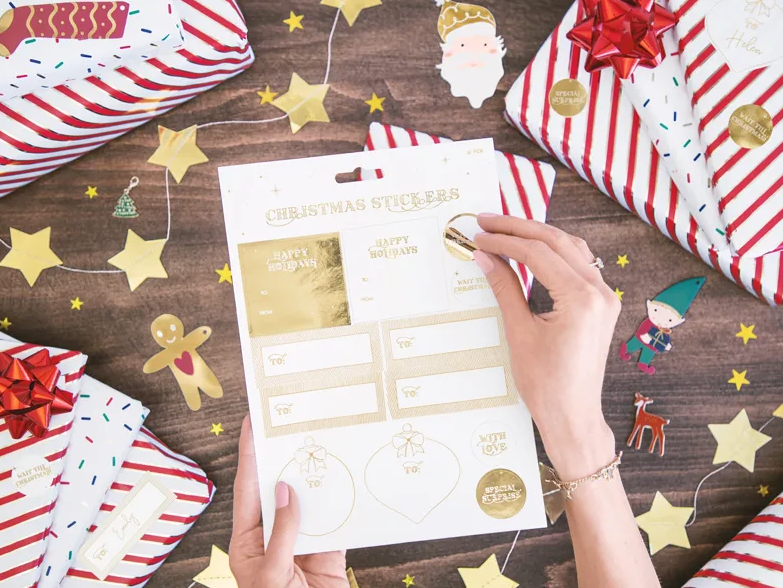 Weihnachts Stickers - Christmas gold - 1 Blatt