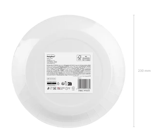 Teller - Papier - Schwarz - 23cm - 6 Stück