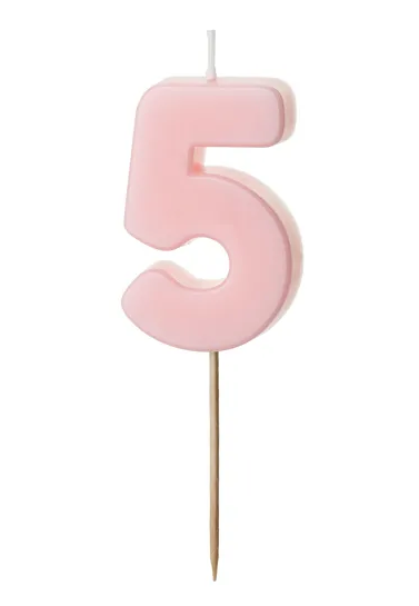 Zahlenkerze, 5,5 cm Rosa · 5