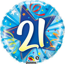 Folienballon - Geburtstag - 21 - Blau - Rund - 46cm