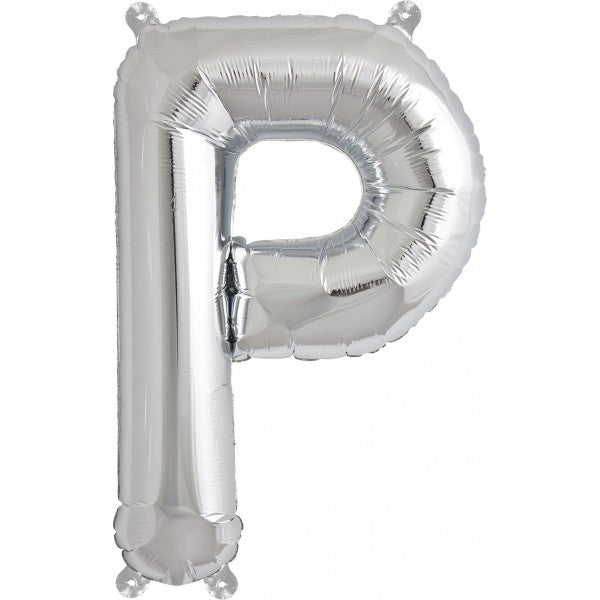 Folienballon Buchstabe P in Silber, 86 cm