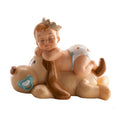 Tortenfigur Junge auf Hund, 10 cm