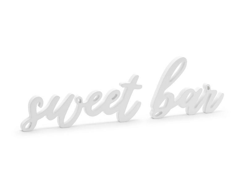 Schriftzug sweet bar aus Holz, weiß