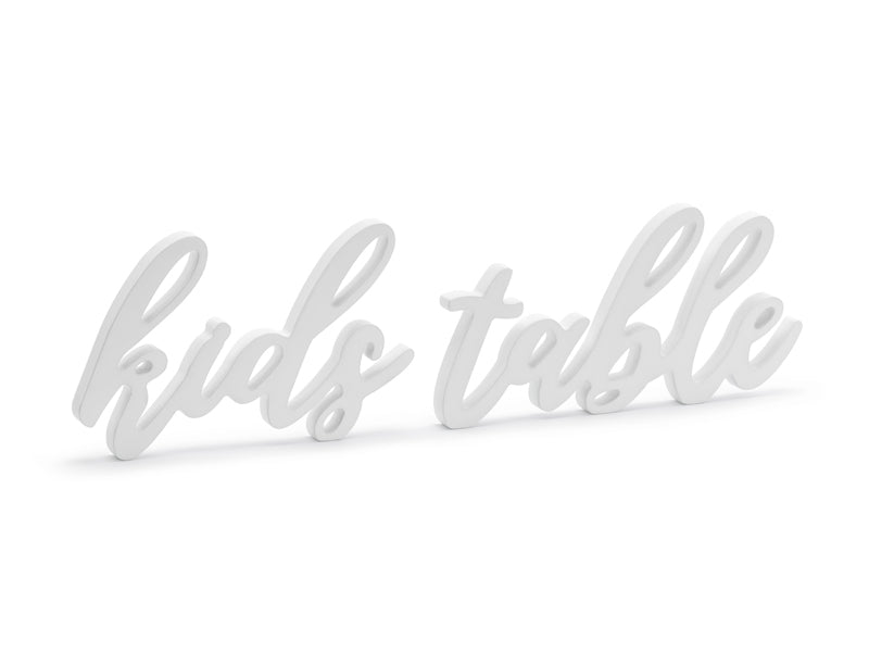 Надпись kids table из дерева, белая