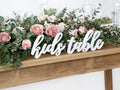 Надпись kids table из дерева, белая