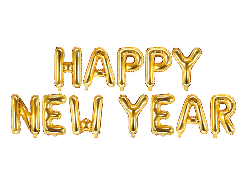 Folienballon - " Happy New Year " - Schriftzug - gold - 370x35cm