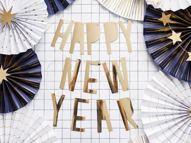 Banner/Girlande - Happy New Year - Gold - 10 x 90 cm