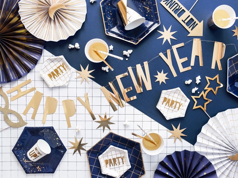 Banner/Girlande - Happy New Year - Gold - 10 x 90 cm