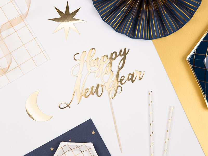 Cake Topper - Happy New Year - gold 24cm