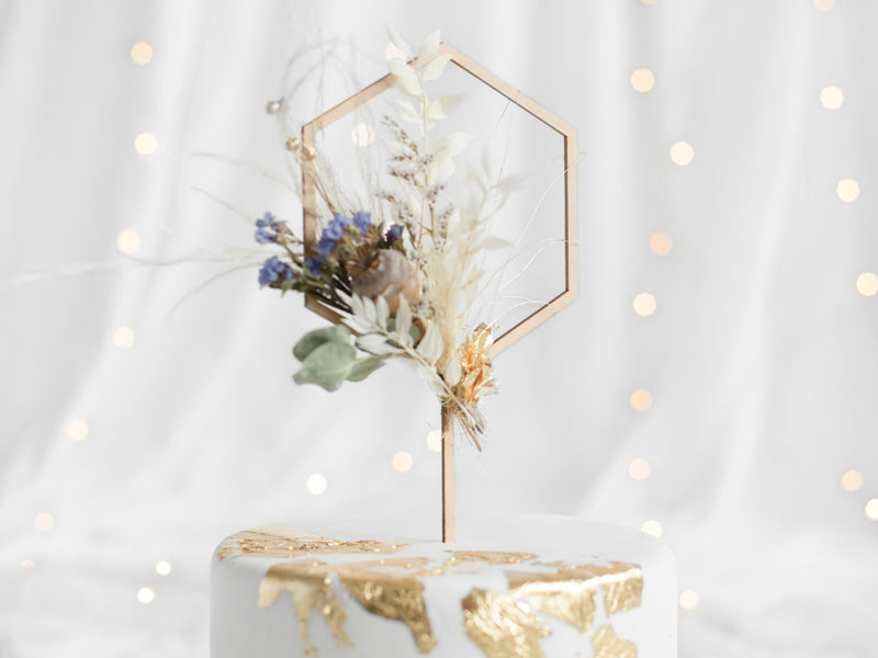 Cake Topper Holz Hexagon, 13 cm