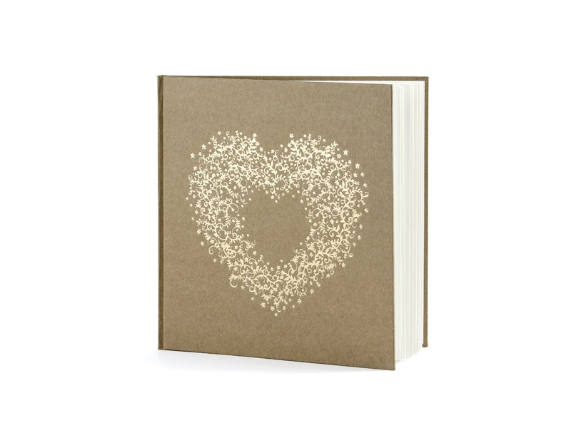 Гостевая книга – свадьба / Wedding – сердце – коричневая/золото – 22 страницы