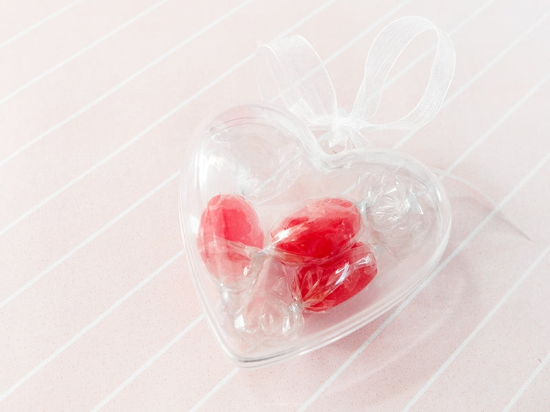Gastgeschenkbox- Herz - transparent - 3 Stück - 6cm