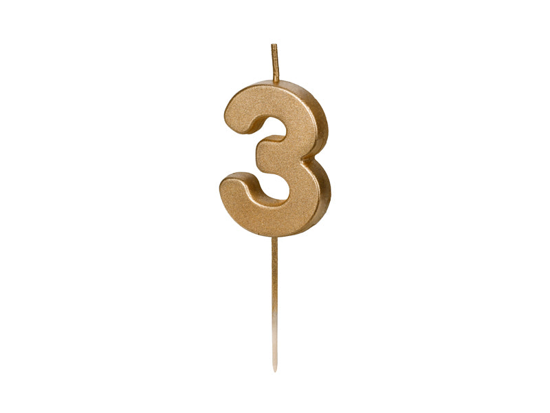 Zahlenkerze Gold, 4,5 cm 3