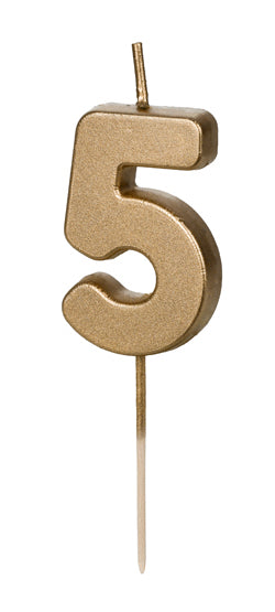 Zahlenkerze Gold, 4,5 cm 5