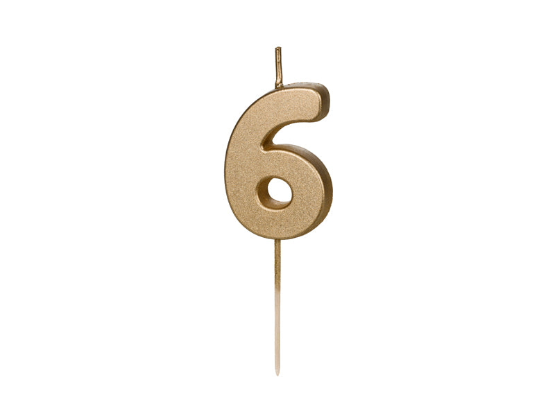Zahlenkerze Gold, 4,5 cm 6