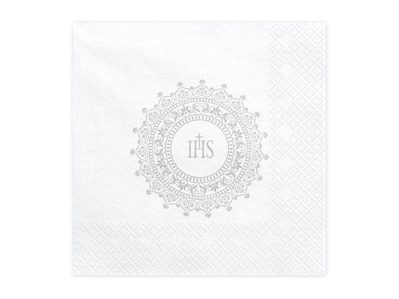 Servietten - Christlich - IHS - Weiß/Silber - 33x33cm - 20Stück