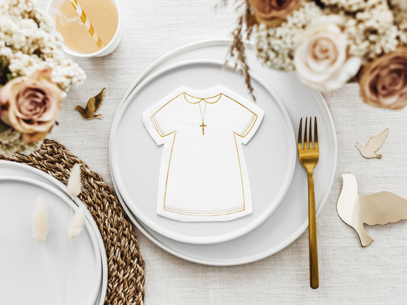 Servietten - Christlich - Kommunion - Weiß/Gold - 16cm - 20 Stück