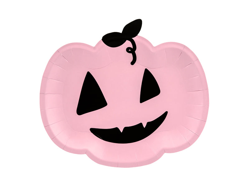 Teller - Papier - Halloween - Rosa Kürbis - 25x22cm - 6 Stück