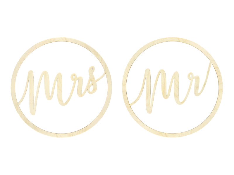 Декор для стульев Mr & Mrs из дерева, 2 шт.