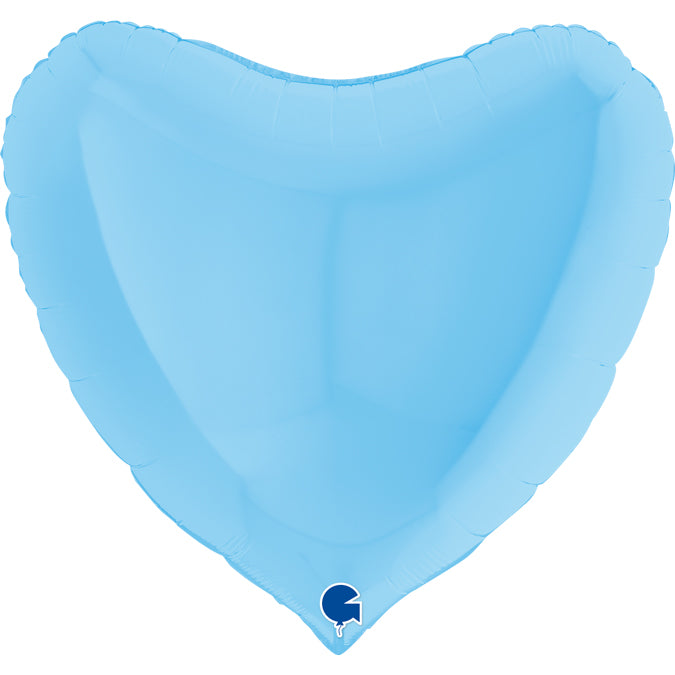 Folienballon Herz 90 cm Matt Hellblau