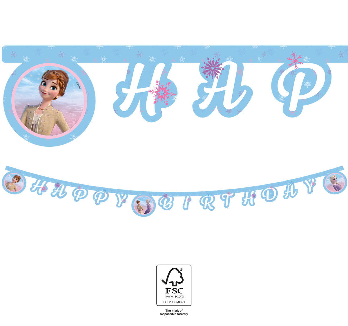 Girlande Frozen 2 Happy Birthday 2 m