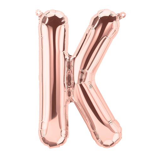 Folienballon Buchstabe K in Roségold, 41 cm