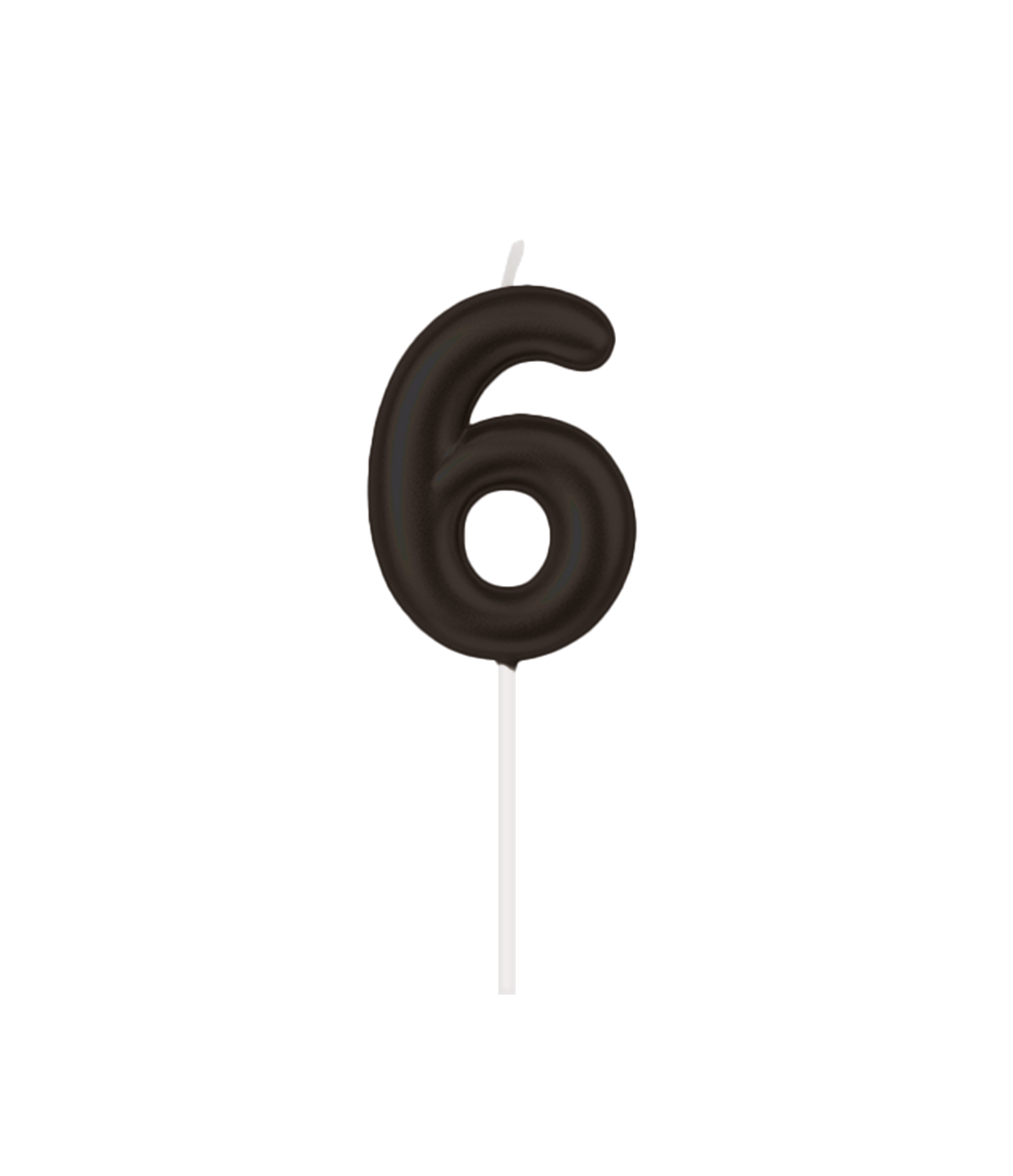 Zahlenkerze, 6 cm Schwarz · 6