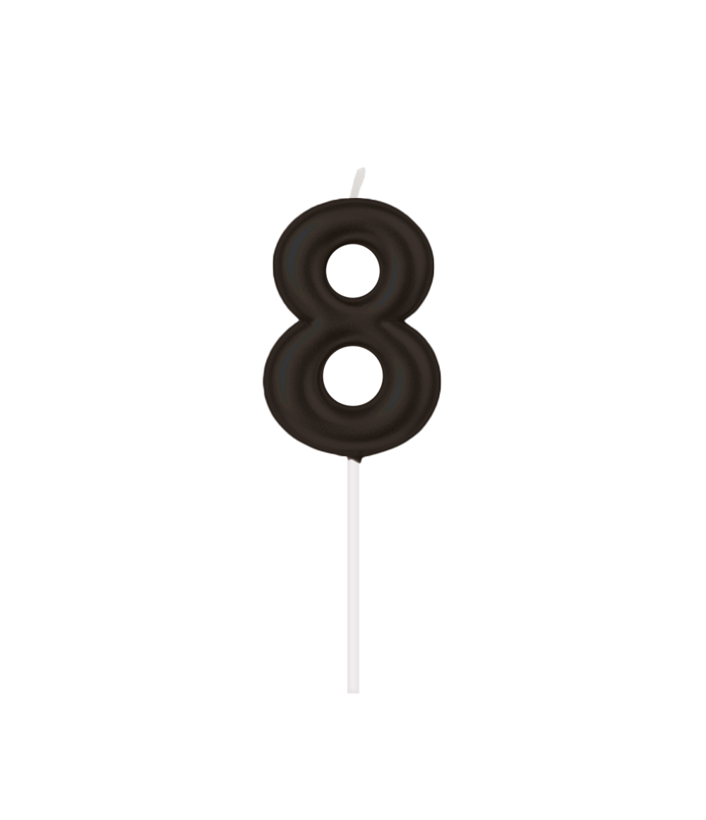 Zahlenkerze, 6 cm Schwarz · 8