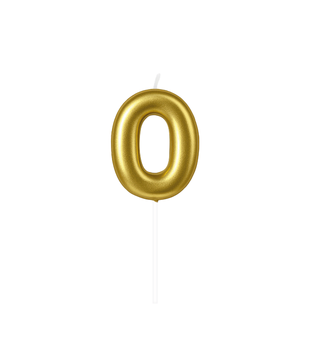 Zahlenkerze, 6 cm Gold · 0