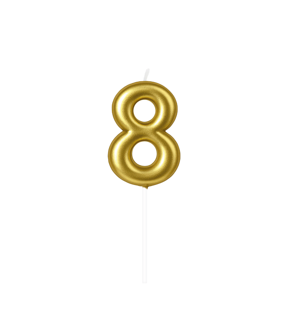 Zahlenkerze, 6 cm Gold · 8